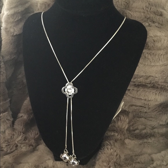 Boutique Jewelry - CL🛑 Long Silver Tassel Crystal Slide Necklace